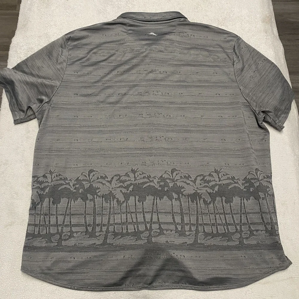 Tommy Bahama Island Zone Shirt Mens XXL Gray Button Up Palm Performance Beach